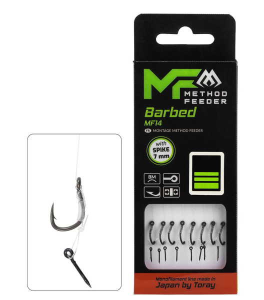 návazec feederový mf14 s gumkou barbed vlasec 8 ks 10 cm (1)