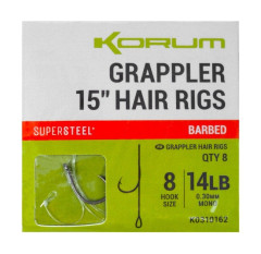 Korum Návazec Grappler 15” Hair Rigs Barbed 38 cm - Velikost Háčku 12 Průměr 0,26 mm Nosnost 10 lb KO310164