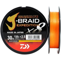 DAIWA Splétaná Šňůra J-Braid Expedition X8E Smash Orange 300 m - 0,10 mm 6,9 kg